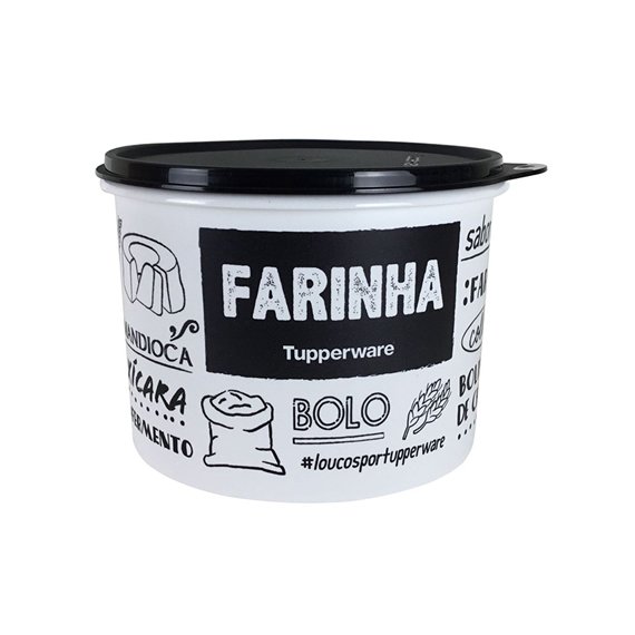 Tupper Caixa Farinha 1.8kg Preta e Branca