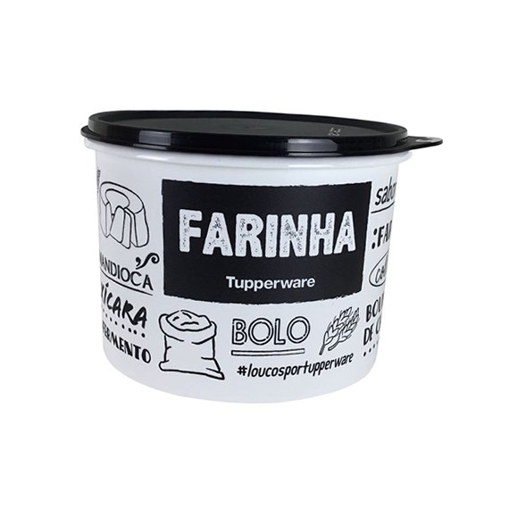 Tupper Caixa Farinha 1.8kg Preta e Branca