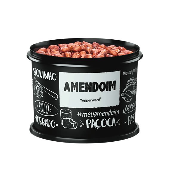 Tupper Caixa Amendoim 500g Preta e Branca