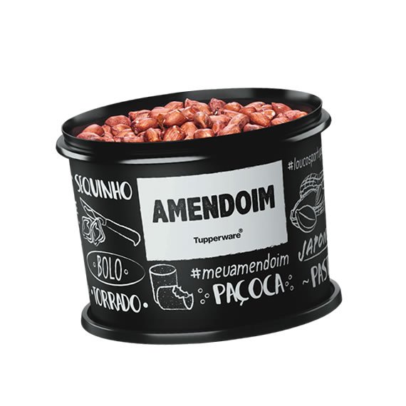 Tupper Caixa Amendoim 500g Preta e Branca