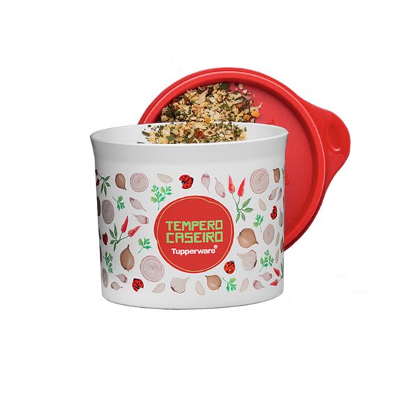 Tupper Redondinha Tempero Caseiro Floral 500g