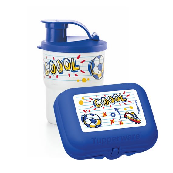 Tupper Snack Pequeno + Copo Colors Bico 225ml Futebol