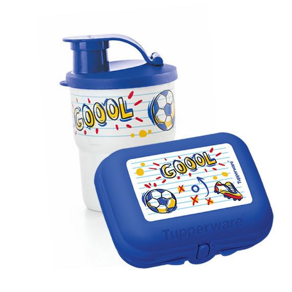 Tupper Snack Pequeno + Copo Colors Bico 225ml Futebol